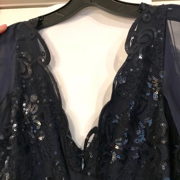 NWT Navy Evening Gown Ricki Freeman Teri Jon Sz 12 - Picture 5 of 6